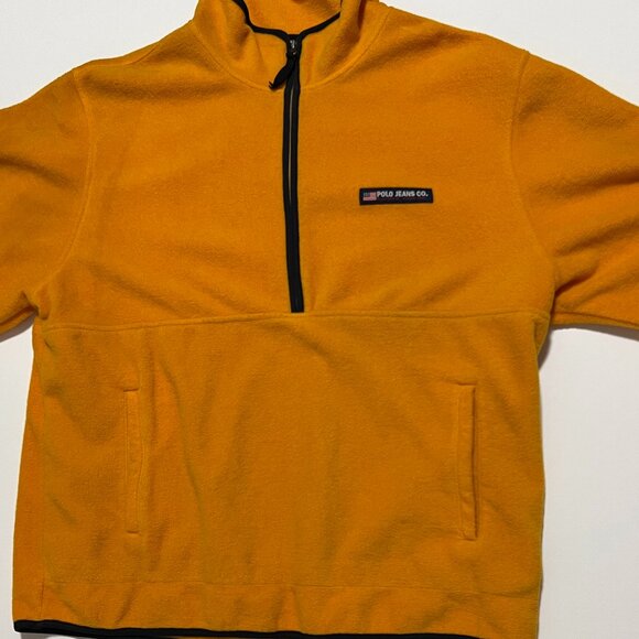 Ralph Lauren Polo Jeans Fleece Sweater Pullover 1/2 Zip Yellow Men's size XL - Picture 1 of 7